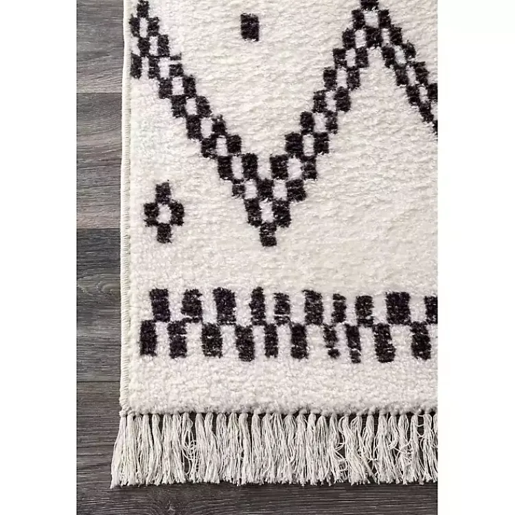 Kirklands Home Black and White Tracy Fringed Area Rug, 5x8 Outlet