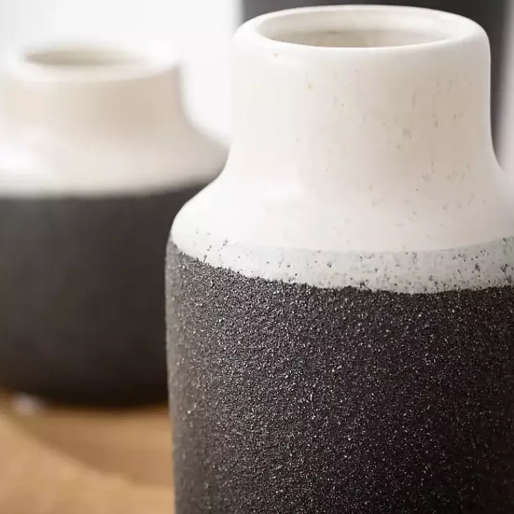 Vases>Kirklands Home Black and White Two Tone Ceramic Vases, Set of 3