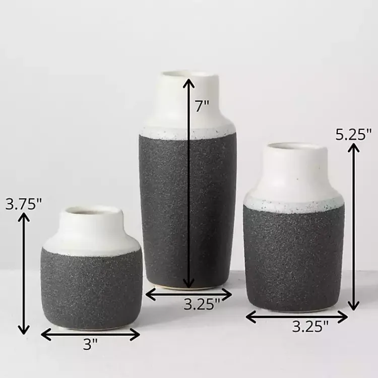 Vases>Kirklands Home Black and White Two Tone Ceramic Vases, Set of 3