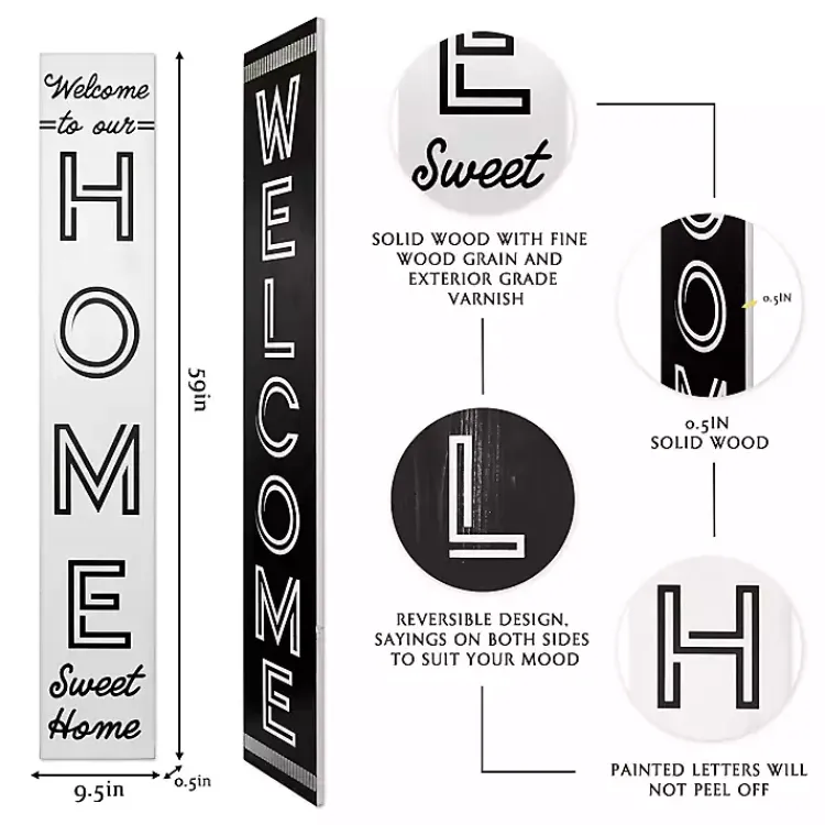 Kirklands Home Black and White Welcome Home Two-Sided Porch Board Sale