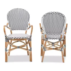Kirklands Home Black and White Woven Dining Chairs, Set of 2 Clearance