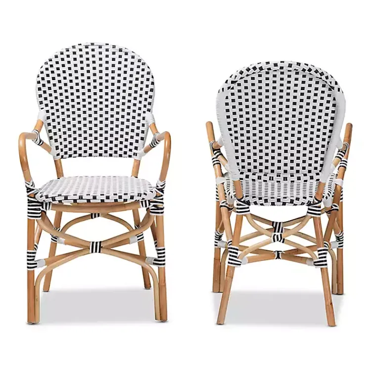 Kirklands Home Black and White Woven Dining Chairs, Set of 2 Clearance