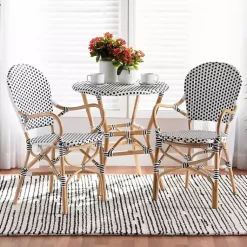 Kirklands Home Black and White Woven Dining Chairs, Set of 2 Clearance