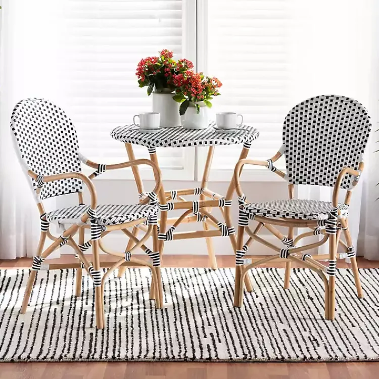 Kirklands Home Black and White Woven Dining Chairs, Set of 2 Clearance