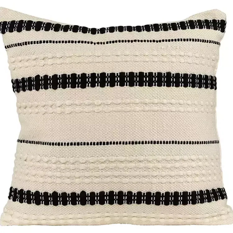 Kirklands Home Black and White Woven Stripe Indoor/Outdoor Pillow Discount