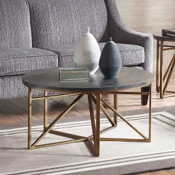 Kirklands Home Antique Bronze Kayden Round Coffee Table Black Outlet