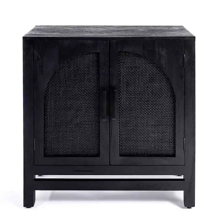Kirklands Home Arch Cane and Wood Cabinet Black Discount