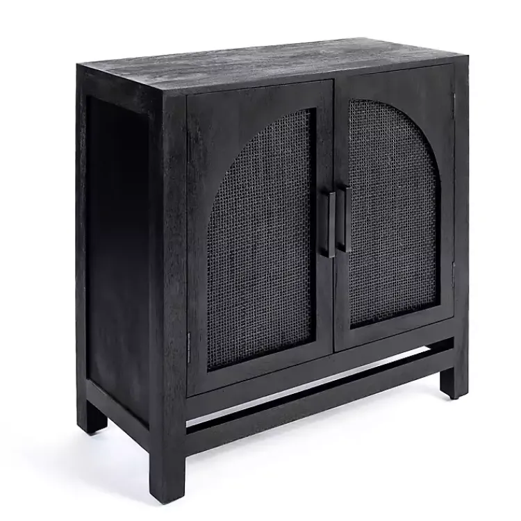 Kirklands Home Arch Cane and Wood Cabinet Black Discount