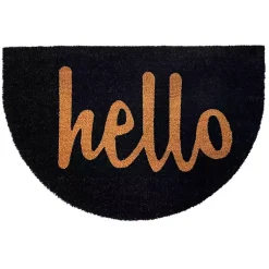 Kirklands Home Arch Hello Doormat Black New
