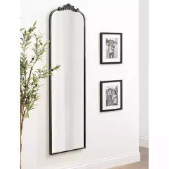 Kirklands Home Black Arch Ornate Crown Full Length Wall Mirror