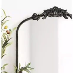 Kirklands Home Black Arch Ornate Crown Full Length Wall Mirror