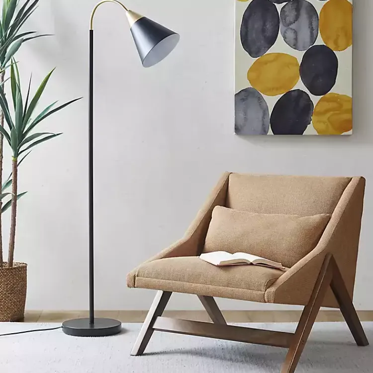 Kirklands Home Arched Cone Shade Floor Lamp Black Hot