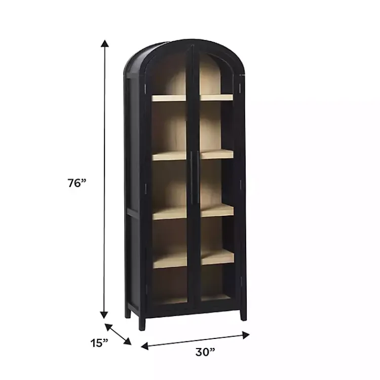 Kirklands Home Arched Glass Doors Chantelle Bookcase Black Hot