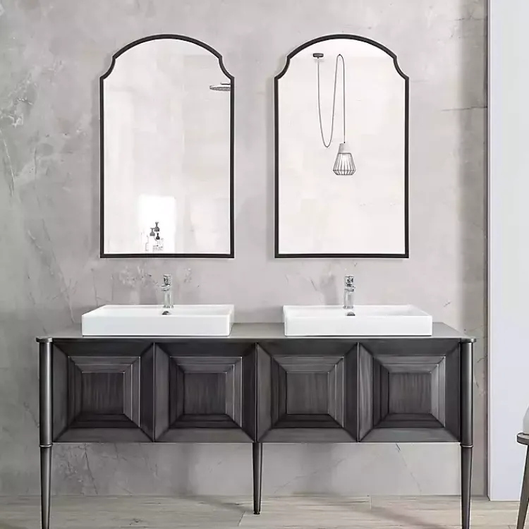 Kirklands Home Arched Scallop Edge Wall Mirror Black Clearance