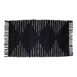 Kirklands Home Black Artisanal Leather Diamond Scatter Rug Outlet