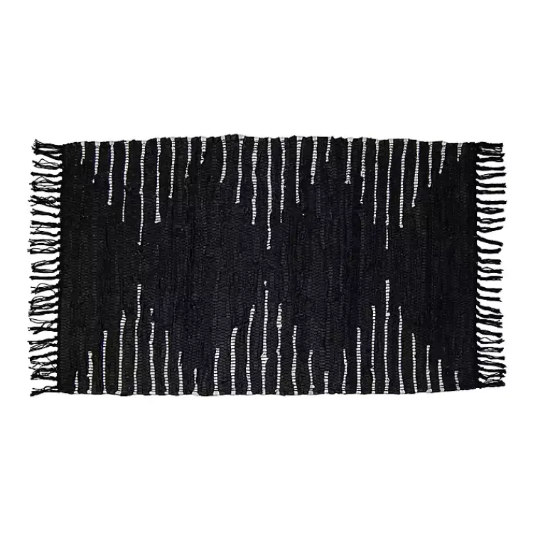 Kirklands Home Black Artisanal Leather Diamond Scatter Rug Outlet