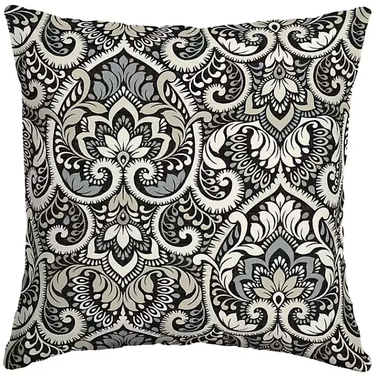 Kirklands Home Aurora Damask Outdoor Pillow Black Sale
