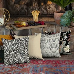 Kirklands Home Aurora Damask Outdoor Pillow Black Sale