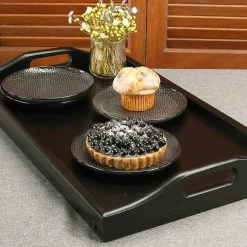 Kirklands Home Bamboo Standing Serving Tray Black Outlet