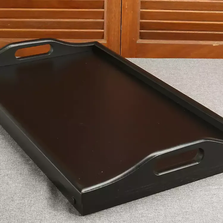 Kirklands Home Bamboo Standing Serving Tray Black Outlet