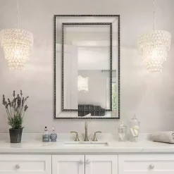 Kirklands Home Beaded Double Frame Beveled Wall Mirror Black Sale