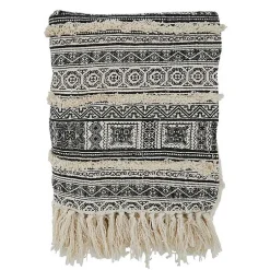 Blankets & Throws>Kirklands Home Black Beige Block Print Throw Blanket