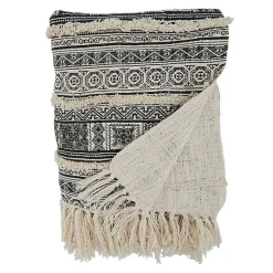Blankets & Throws>Kirklands Home Black Beige Block Print Throw Blanket