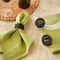 Kirklands Home Bird Nest 6-pc. Napkin Ring Set Black Best
