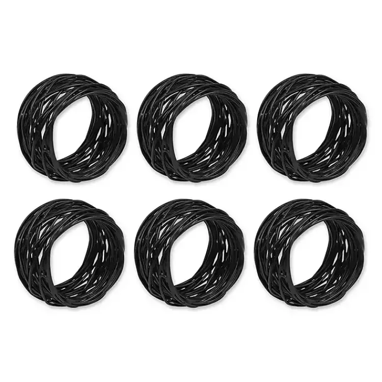 Kirklands Home Bird Nest 6-pc. Napkin Ring Set Black Best