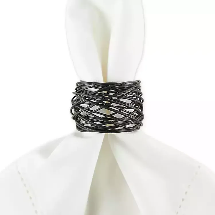 Kirklands Home Bird Nest 6-pc. Napkin Ring Set Black Best