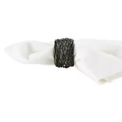 Kirklands Home Bird Nest 6-pc. Napkin Ring Set Black Best