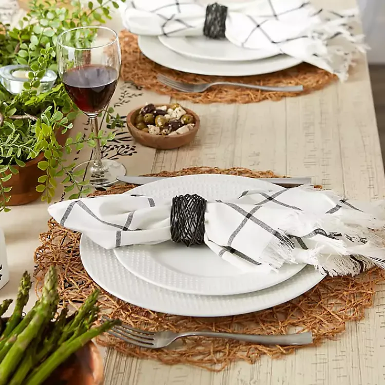 Kirklands Home Bird Nest 6-pc. Napkin Ring Set Black Best