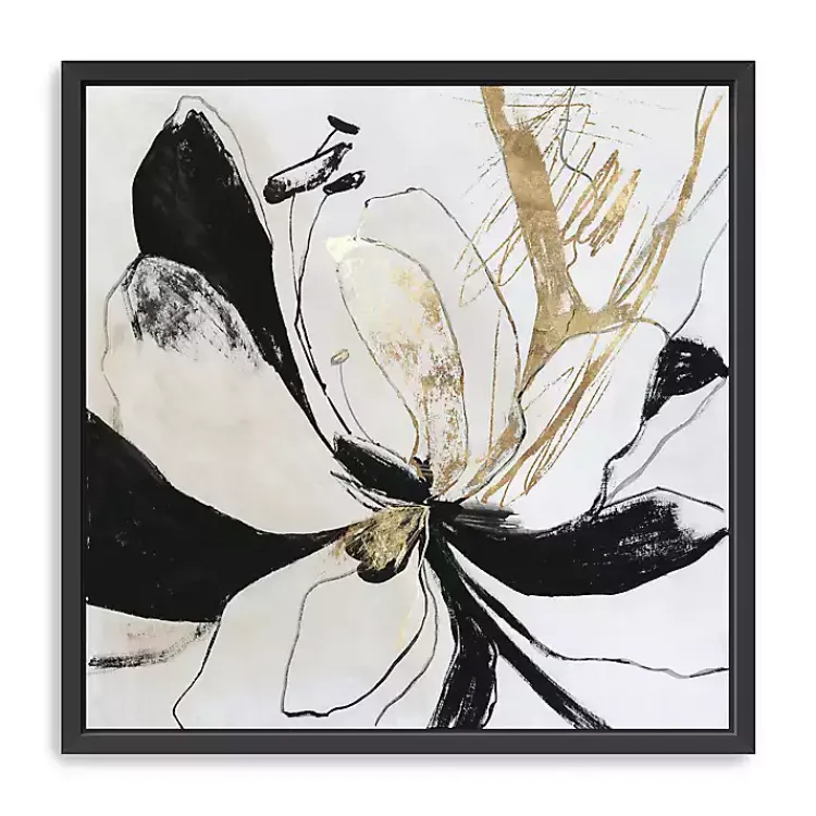 Kirklands Home Black Bloom II Framed Canvas Art Print New