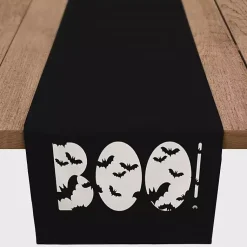 Halloween>Kirklands Home Black Boo Bats Table Runner, 72 in.