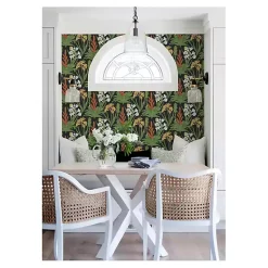 Kirklands Home Botanical Villa Peel & Stick Wallpaper Black Outlet