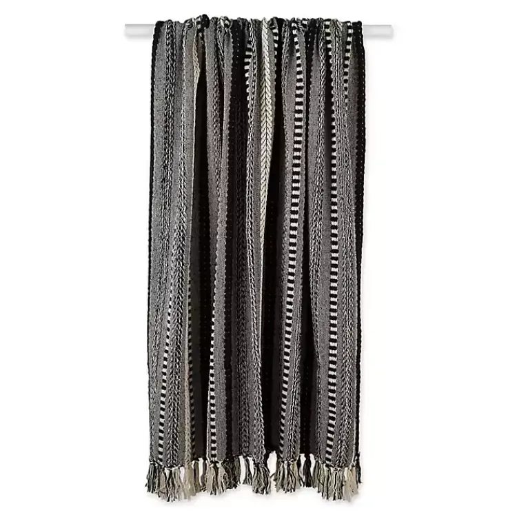 Blankets & Throws>Kirklands Home Braided Fringe Throw Black