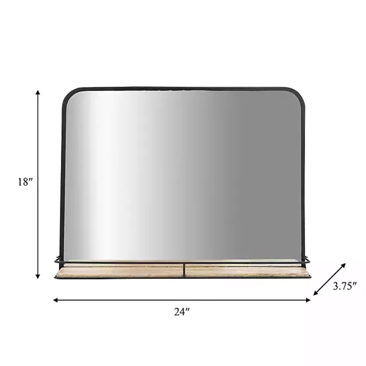 Kirklands Home Black Brown Metal Shelf Horizontal Wall Mirror