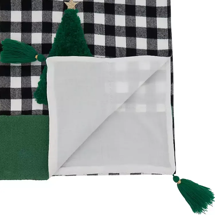 Kirklands Home Black Buffalo Check Christmas Tree Table Runner New