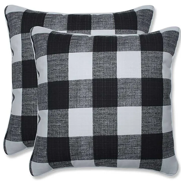Kirklands Home Buffalo Check Outdoor Pillows, Set of 2 Black