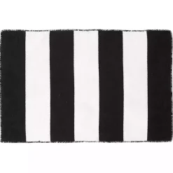 Kirklands Home Black Cabana Stripe Indoor/Outdoor Scatter Rug Hot