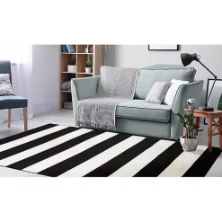 Kirklands Home Black Cabana Stripe Indoor/Outdoor Area Rug, 3x5 Discount