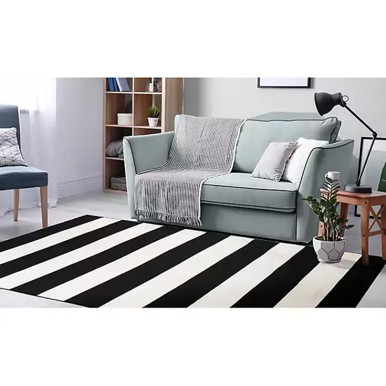 Kirklands Home Black Cabana Stripe Indoor/Outdoor Area Rug, 3x5 Discount