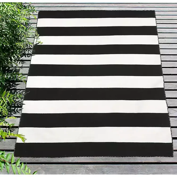 Kirklands Home Black Cabana Stripe Indoor/Outdoor Area Rug, 3x5 Discount