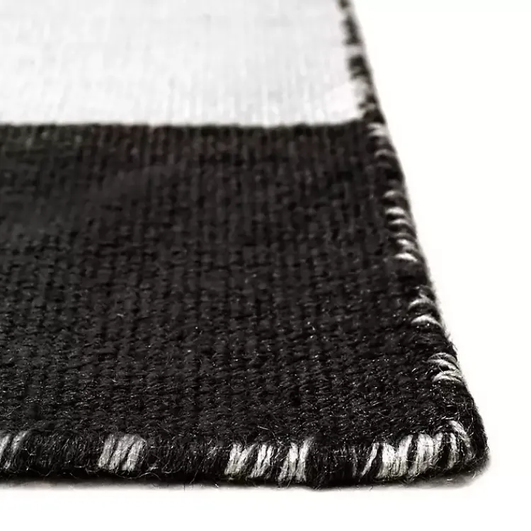 Kirklands Home Black Cabana Stripe Indoor/Outdoor Area Rug, 5x7
