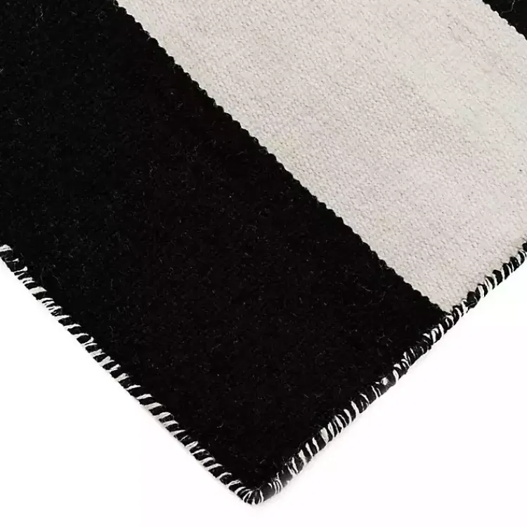 Kirklands Home Black Cabana Stripe Indoor/Outdoor Area Rug, 8x8 New