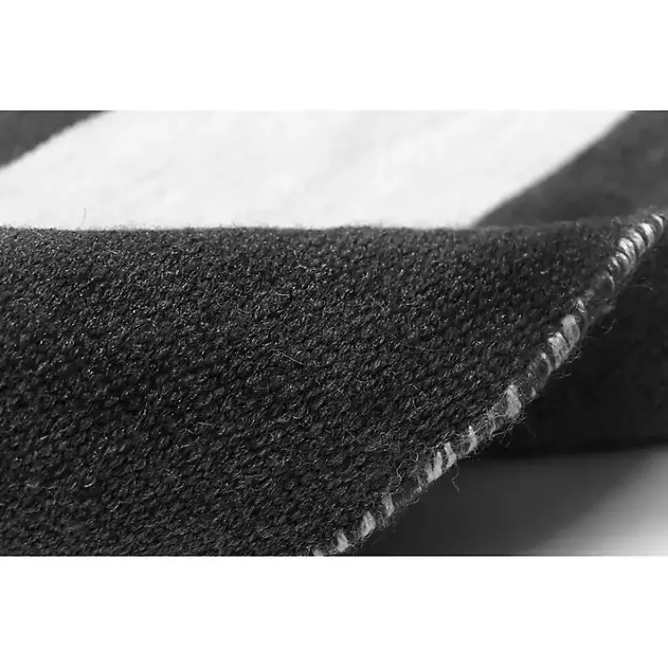 Kirklands Home Black Cabana Stripe Indoor/Outdoor Area Rug, 8x8 New