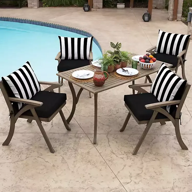 Kirklands Home Cabana Stripe Outdoor Lumbar Pillow Black Best