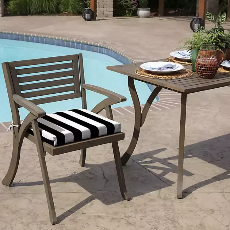 Kirklands Home Cabana Stripe Outdoor Seat Cushion Black Sale