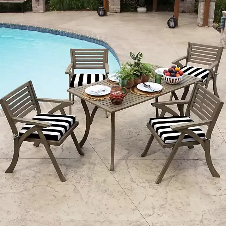 Kirklands Home Cabana Stripe Outdoor Seat Cushion Black Sale