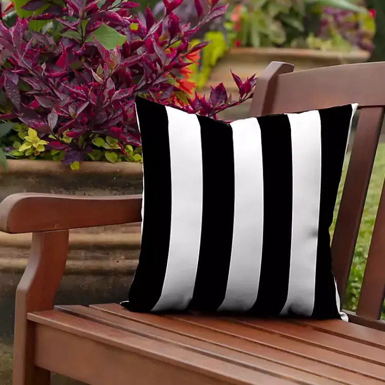 Kirklands Home Cabana Stripe Outdoor Pillow, 16 in. Black Clearance